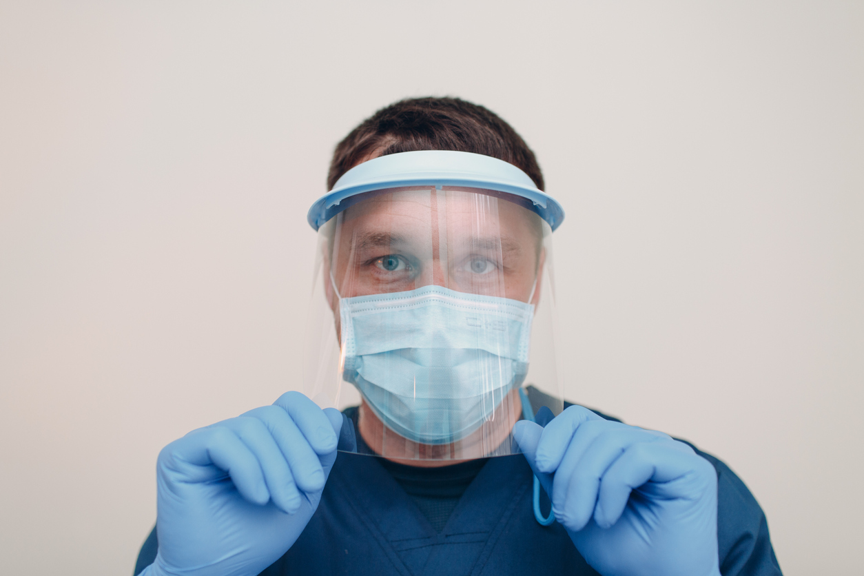 Dentistry. Dentist in face mask portrait. Dental clinic.